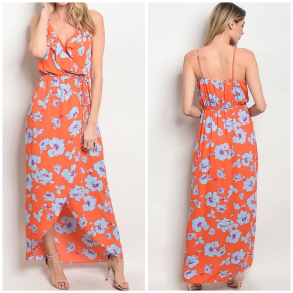 ☀️3 PACK | ORANGE BLUE RUFFLED DRESS